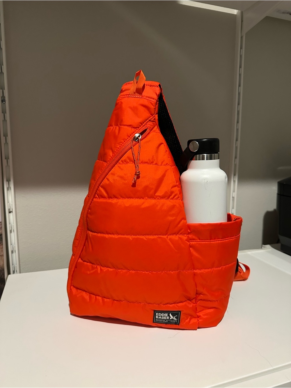 Eddie Bauer Sling Quilted Backpack Orange One Strap Crossbody Bag Hiking Trail